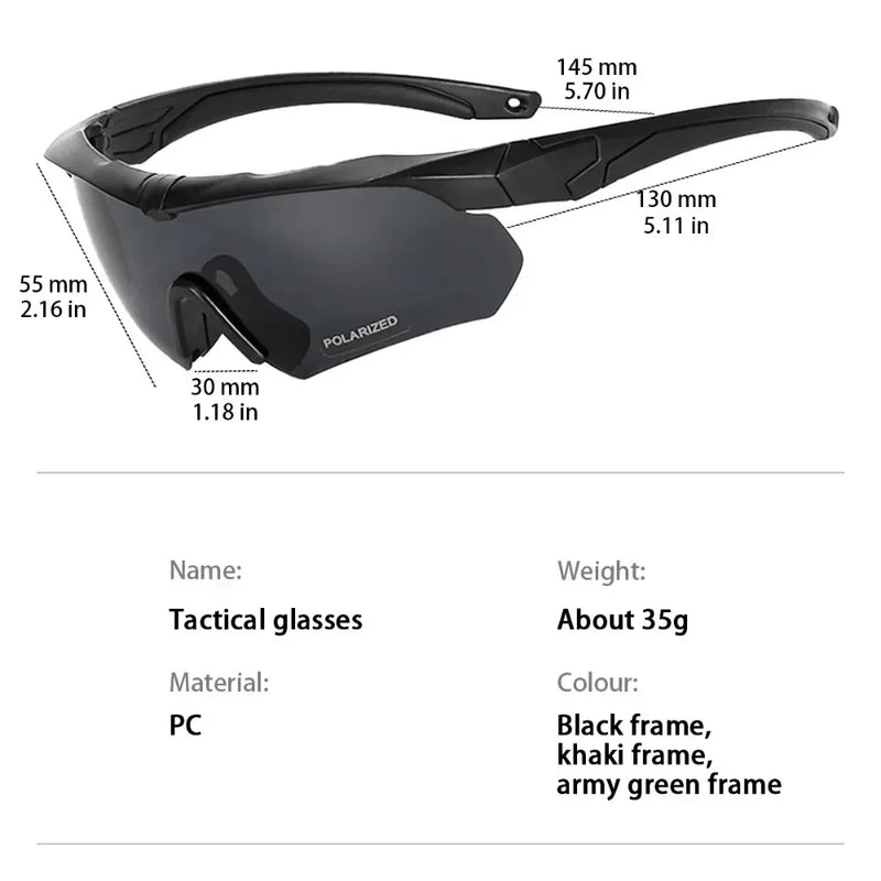 Óculos Táticos Militares – 3 Lentes Intercambiáveis (HD)