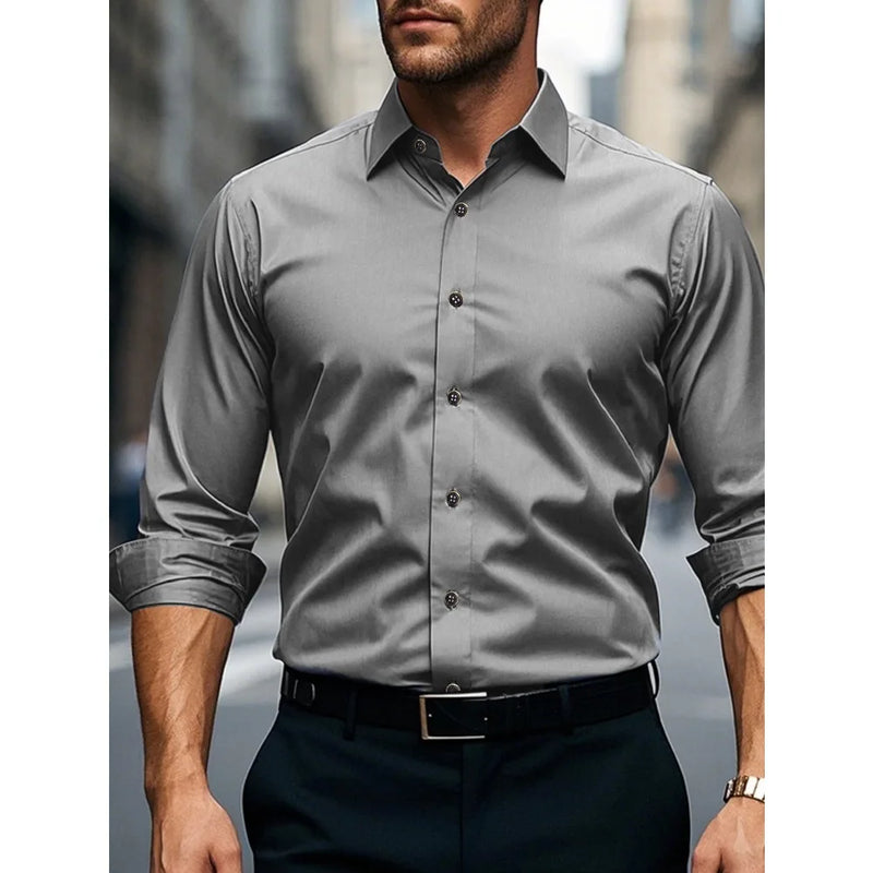 Camisa Social Masculina FGKKS – Manga Longa, Tecido Elástico