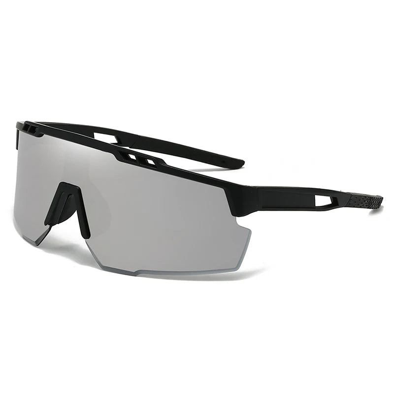 Óculos esportivos de proteção UV, grandes, à prova de vento, estilo moderno para atividades ao ar livre e ciclismo.