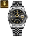 Relógio Masculino de Luxo POEDAGAR – Aço Inoxidável, Quartzo, com Data, à Prova d'Água, Luminoso, Estilo Social e Fashion para Homens