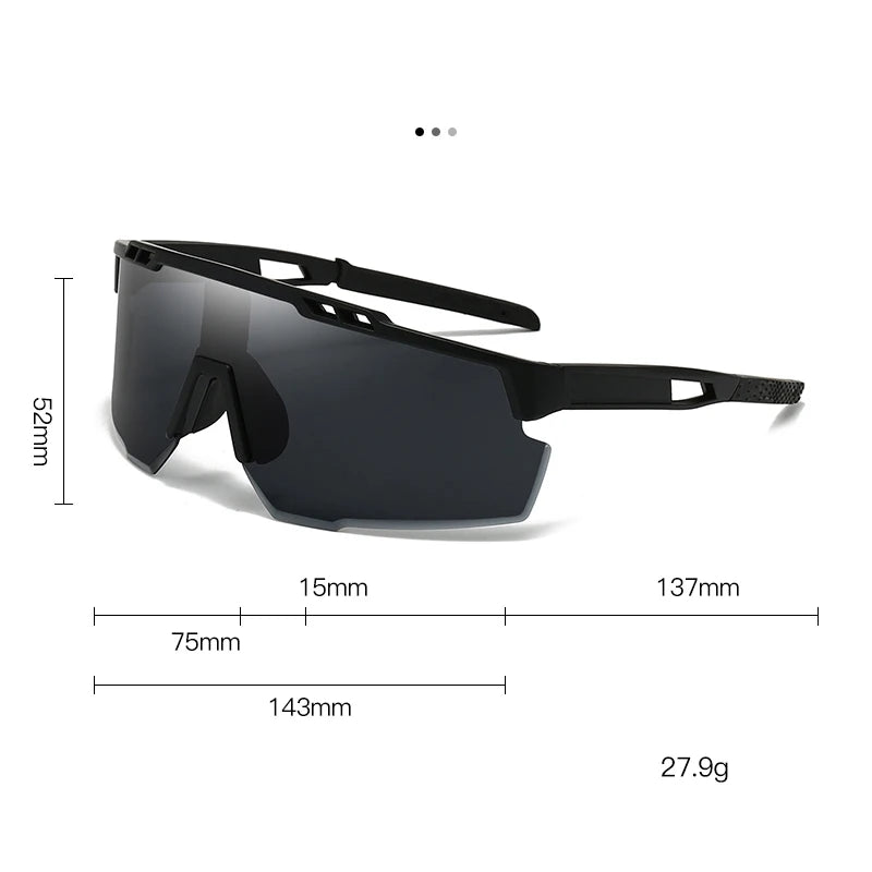 Óculos esportivos de proteção UV, grandes, à prova de vento, estilo moderno para atividades ao ar livre e ciclismo.