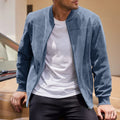 Jaqueta Masculina Casual em Camurça – Gola Redonda, Zíper Frontal, Estilo Esportivo e Sofisticado