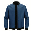 Jaqueta masculina 2024, gola baseball, manga curta, solta, cor sólida, estilo casual e business, fina, para primavera e outono, tendência.