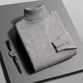 Suéter Masculino Gola Alta Outono/Inverno – Tricô de Alta Qualidade, Slim Fit, Manga Longa, Antibolinha, Cor Lisa, Estilo Streetwear