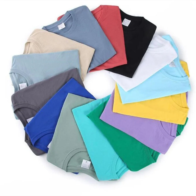 Camiseta Unissex 100% Algodão – Cores Sólidas, Gola O, Manga Curta, Estilo Coreano, Tamanhos M ao 4XL