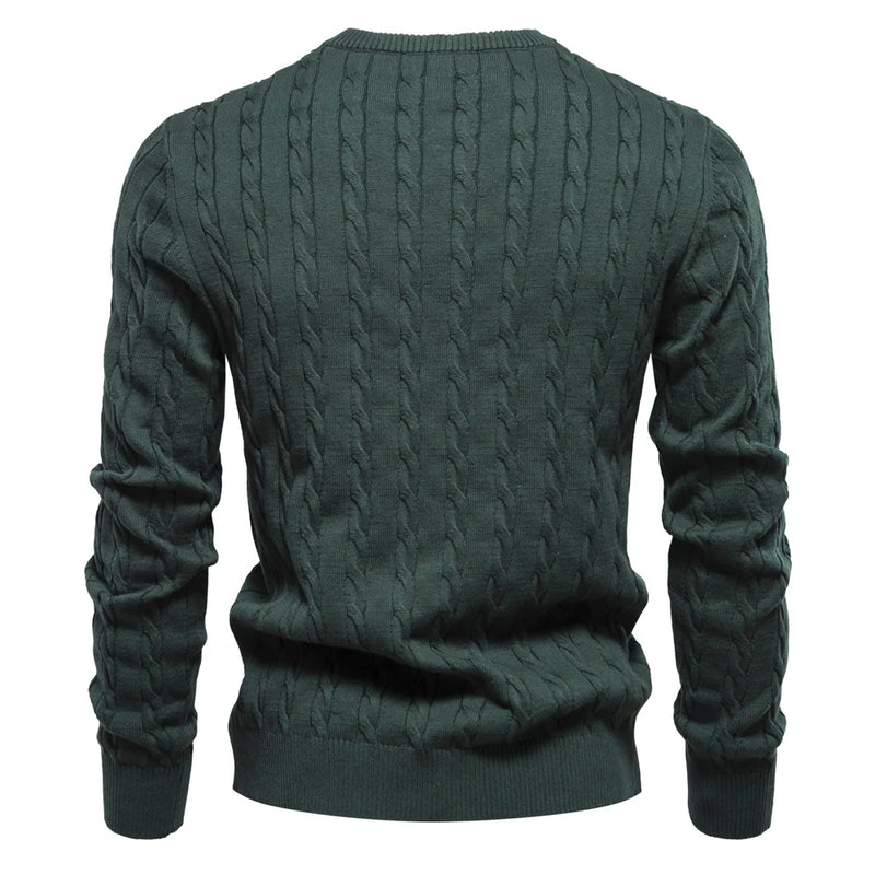 Suéter Masculino AIOPESON com Bordado de Girafa – Malha Clássica com Estilo Único