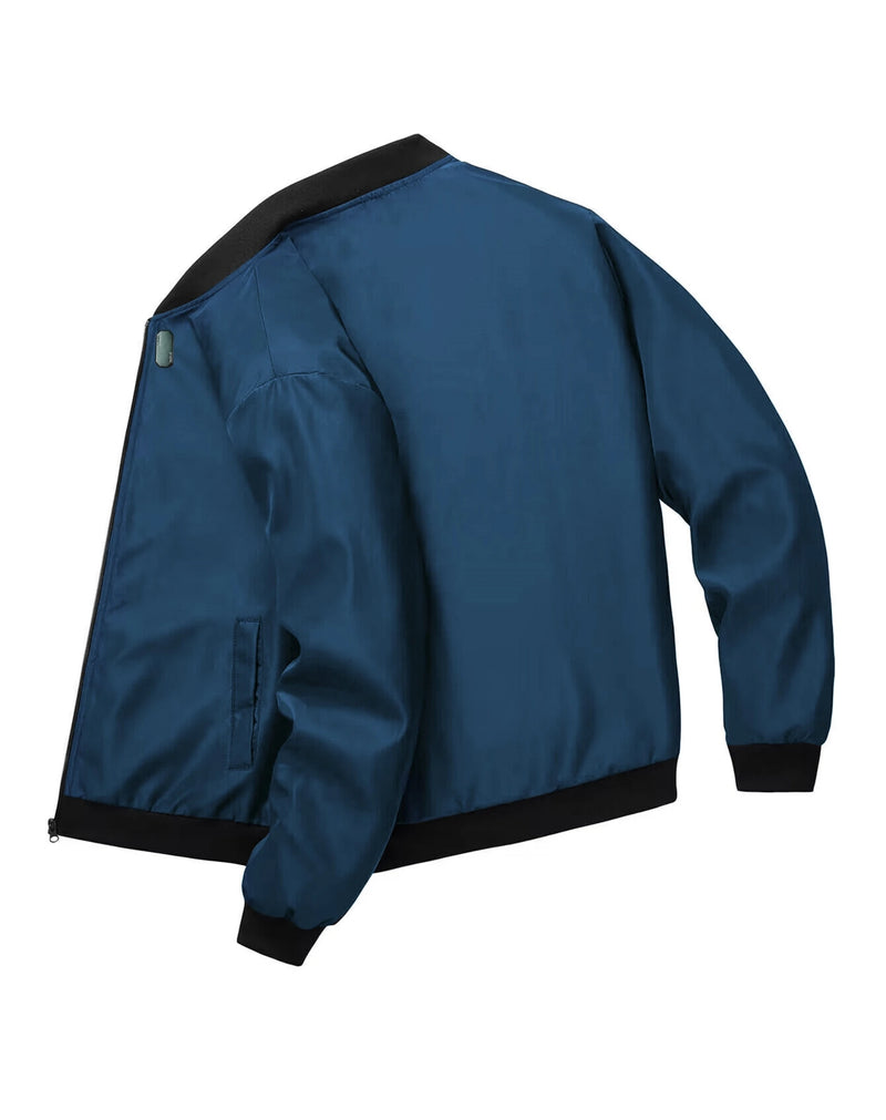 Jaqueta masculina 2024, gola baseball, manga curta, solta, cor sólida, estilo casual e business, fina, para primavera e outono, tendência.