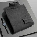 Suéter Masculino Gola Alta Outono/Inverno – Tricô de Alta Qualidade, Slim Fit, Manga Longa, Antibolinha, Cor Lisa, Estilo Streetwear