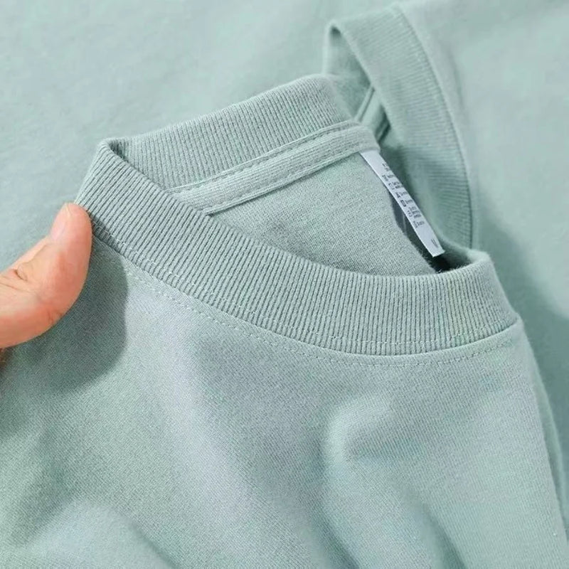 Camiseta Unissex 100% Algodão – Cores Sólidas, Gola O, Manga Curta, Estilo Coreano, Tamanhos M ao 4XL