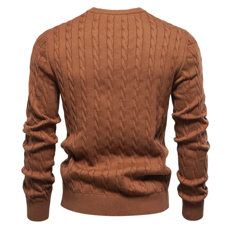 Suéter Masculino AIOPESON com Bordado de Girafa – Malha Clássica com Estilo Único