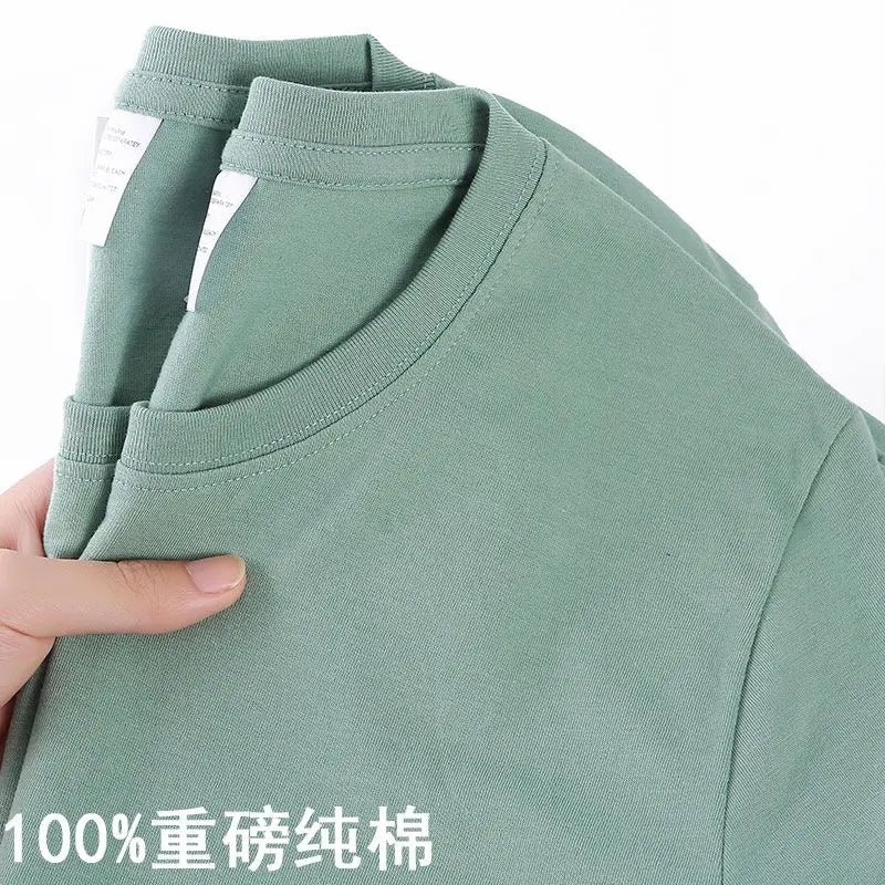 Camiseta Unissex 100% Algodão – Cores Sólidas, Gola O, Manga Curta, Estilo Coreano, Tamanhos M ao 4XL