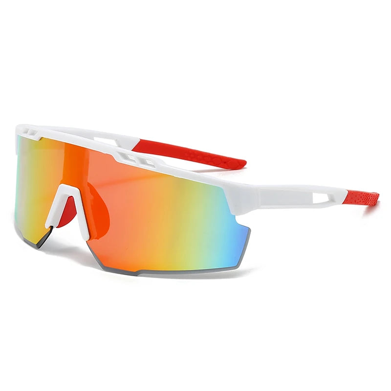 Óculos esportivos de proteção UV, grandes, à prova de vento, estilo moderno para atividades ao ar livre e ciclismo.