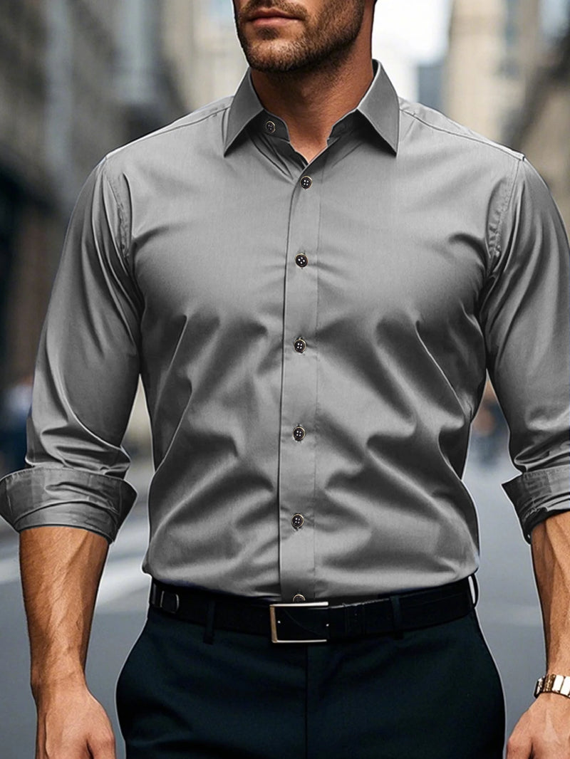 Camisa Social Masculina FGKKS – Manga Longa, Tecido Elástico