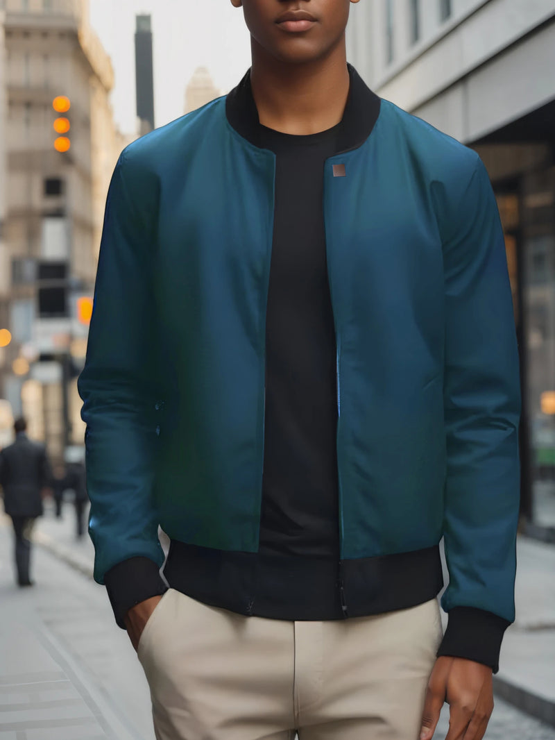 Jaqueta masculina 2024, gola baseball, manga curta, solta, cor sólida, estilo casual e business, fina, para primavera e outono, tendência.