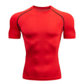 Camiseta masculina de compressão para corrida, fitness e treino. Manga curta, ajuste justo, secagem rápida, ideal para academia e jogging.