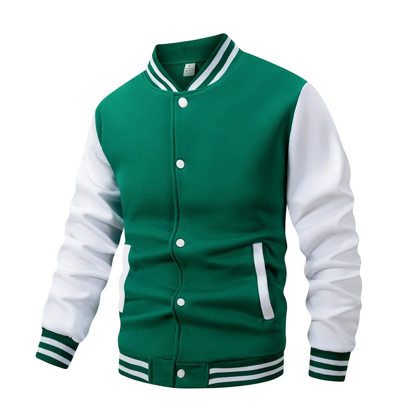 Jaqueta de beisebol masculina de manga comprida, folgada, grande, com emendas, roupa de beisebol, casaco de rua, jaquetas bomber quentes para homens