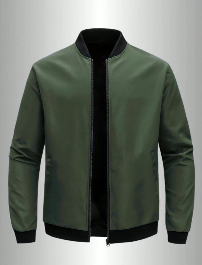Jaqueta masculina 2024, gola baseball, manga curta, solta, cor sólida, estilo casual e business, fina, para primavera e outono, tendência.