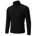 Suéter Masculino Gola Alta 2025 – Tricô de Lã, Pulôver Casual Quente, Cores Sólidas, Ideal para o Inverno