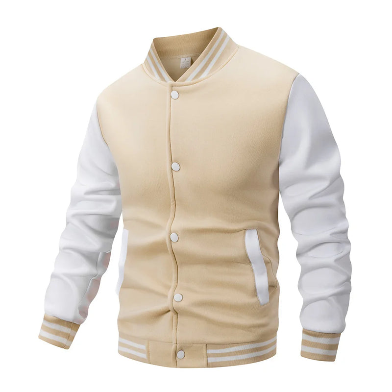 Jaqueta de beisebol masculina de manga comprida, folgada, grande, com emendas, roupa de beisebol, casaco de rua, jaquetas bomber quentes para homens