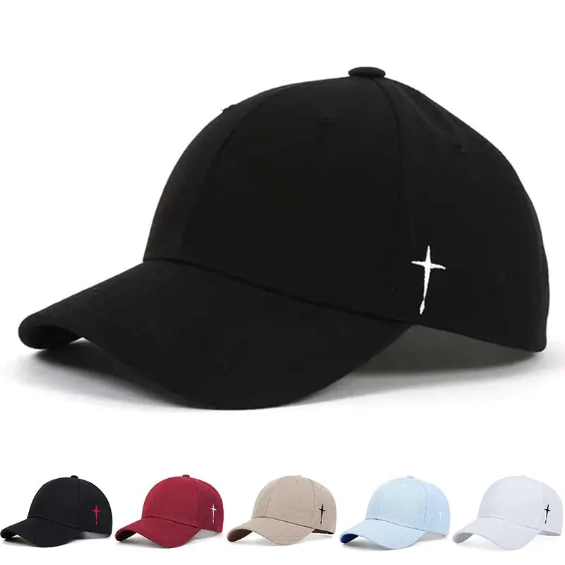 Boné unissex com bordado de gota cruzada, ajustável e ideal para uso outdoor.