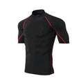 Camiseta de compressão masculina, esportiva, com secagem rápida e mangas curtas.