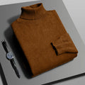 Suéter Masculino Gola Alta Outono/Inverno – Tricô de Alta Qualidade, Slim Fit, Manga Longa, Antibolinha, Cor Lisa, Estilo Streetwear