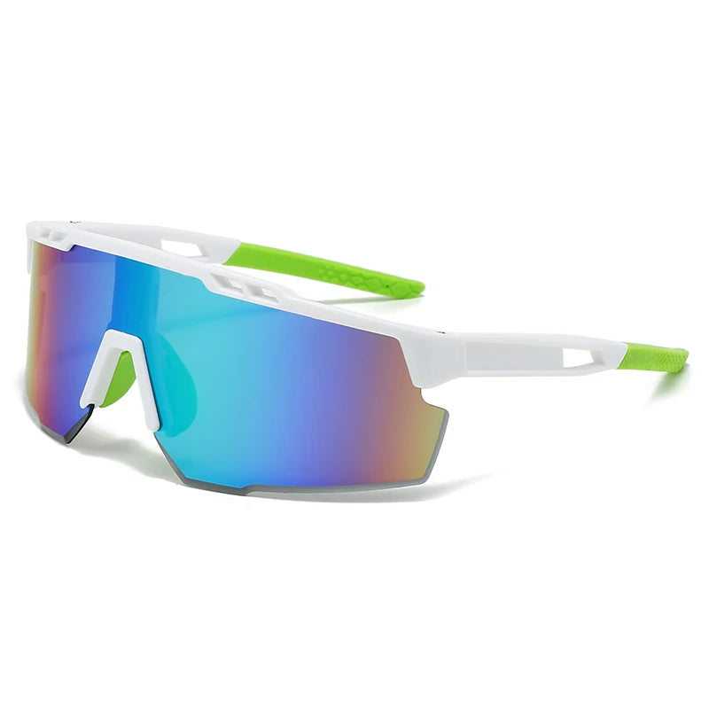 Óculos esportivos de proteção UV, grandes, à prova de vento, estilo moderno para atividades ao ar livre e ciclismo.